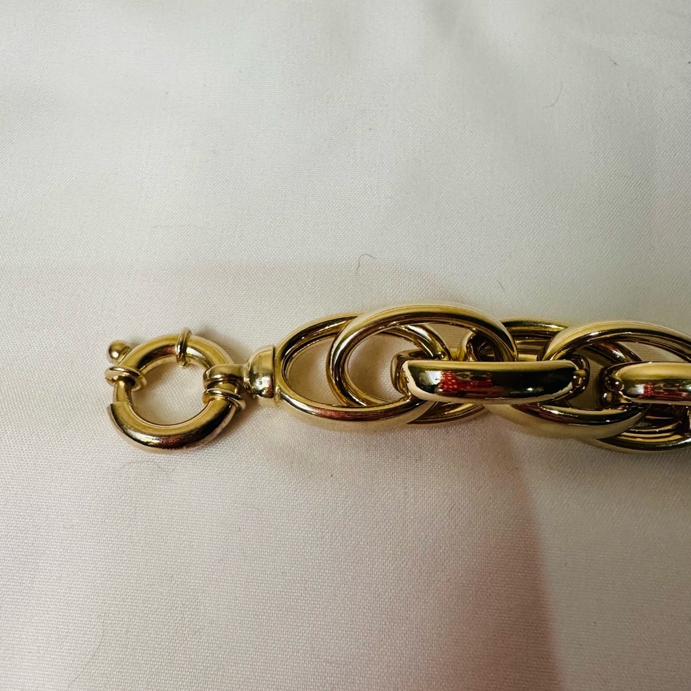 Italian925 Sterling Silver Gold Plated Chunky Chain light weight Bracelet 7.5–8” - Picture 4 of 6